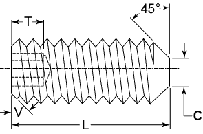 metric hex socket set screw spec diagram